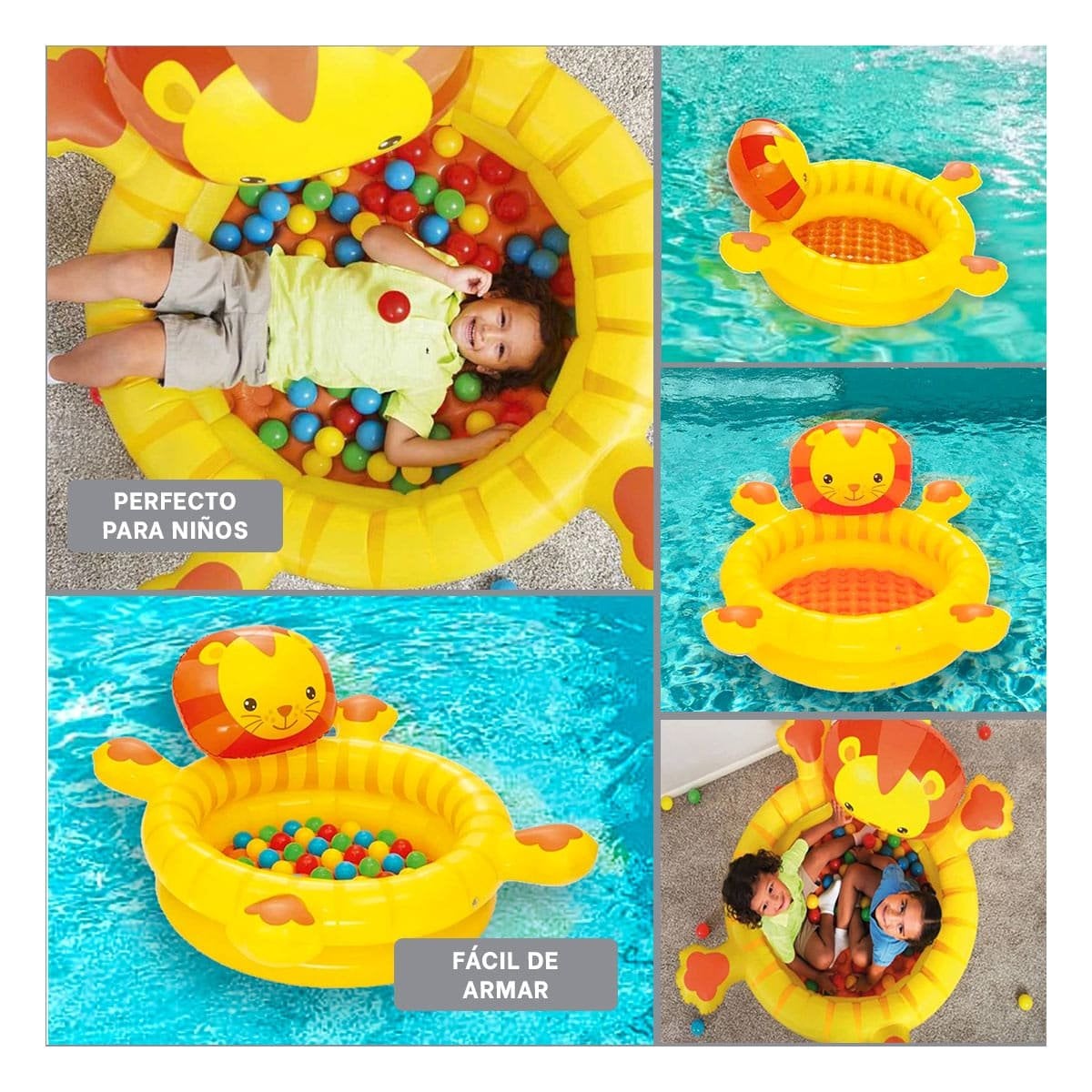PILETA LEON 111X98X61,5 CM INFANTIL PARA VERANO EN CASA Y+POST IT - 5