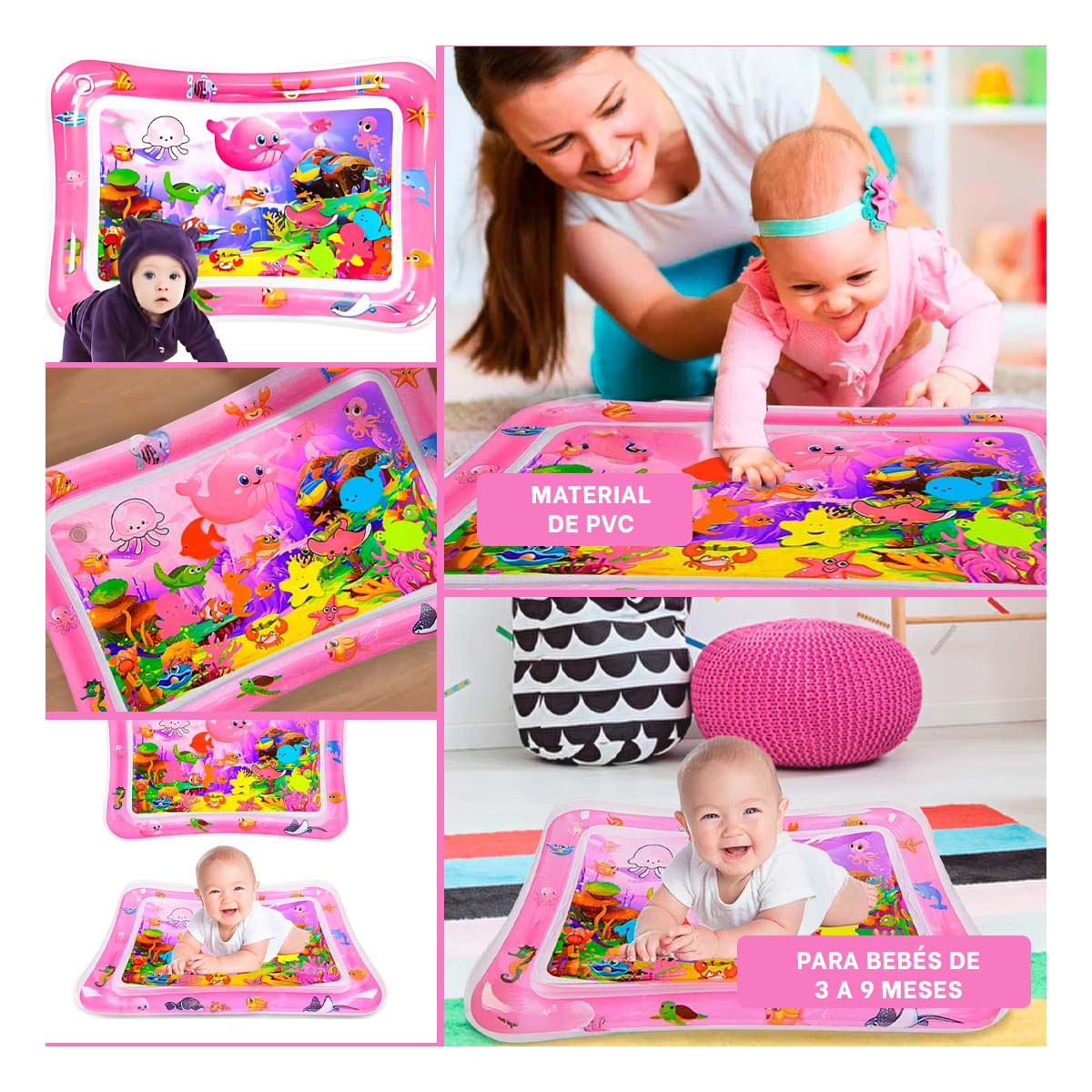 INFLABLE COMPACTO DE COLOR ROSADO Y+PAPEL DE REGALO - 3