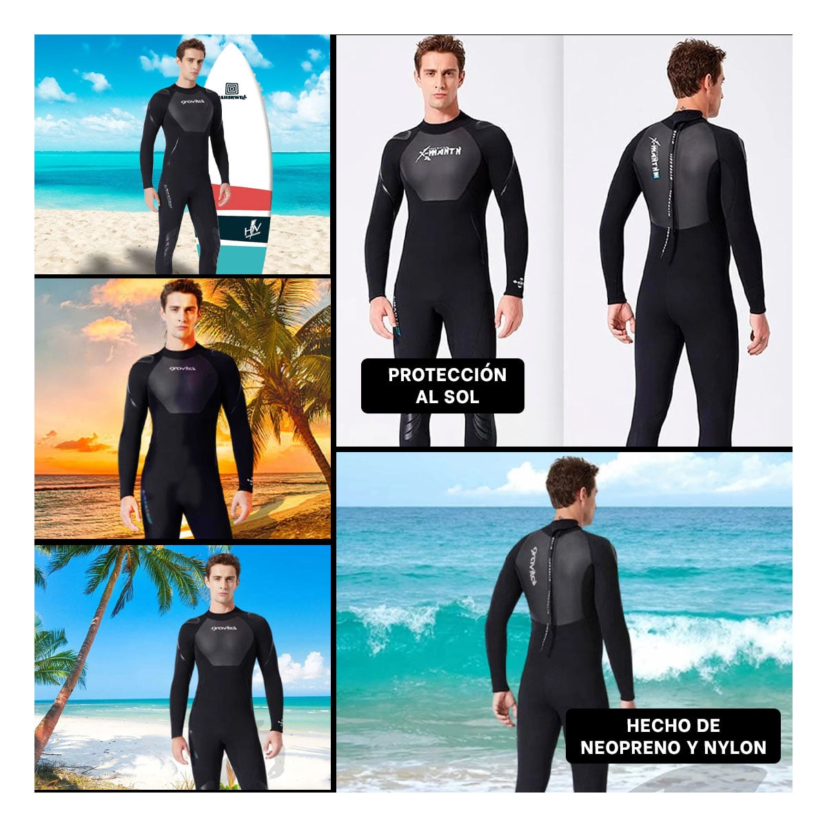TRAJE BAÑO NATACIÓN HOMBRE RYBIU 61130-M NEGRO DEPORTES ACUATICOS + REGALO STICKERS - 1