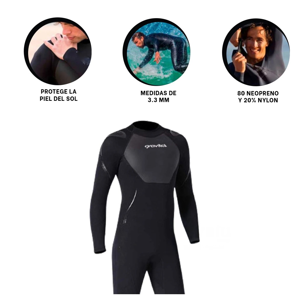 TRAJE BAÑO NATACIÓN HOMBRE RYBIU 61130-M NEGRO DEPORTES ACUATICOS + REGALO STICKERS - 3