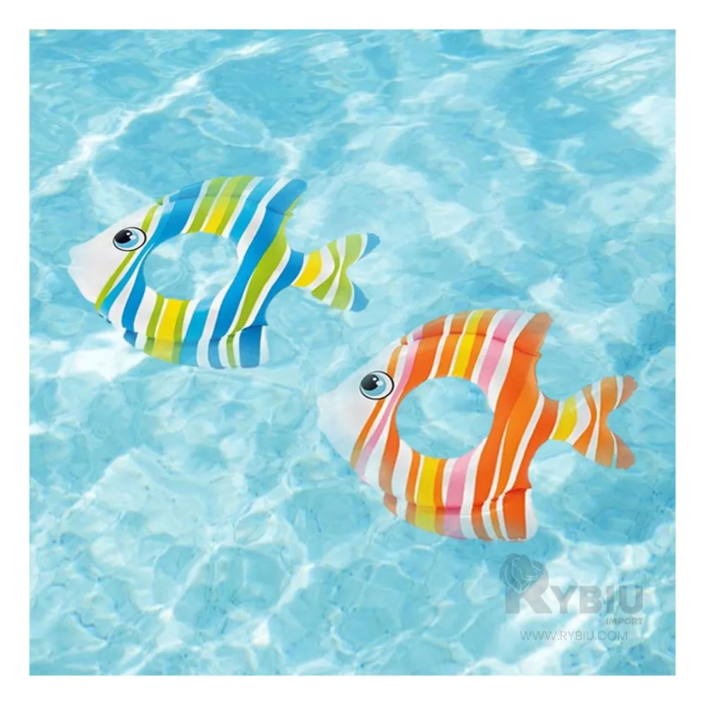 INFLABLE LIGERO DE PEZ RAYADO CELESTE Y+REGALO STICKERS - 2