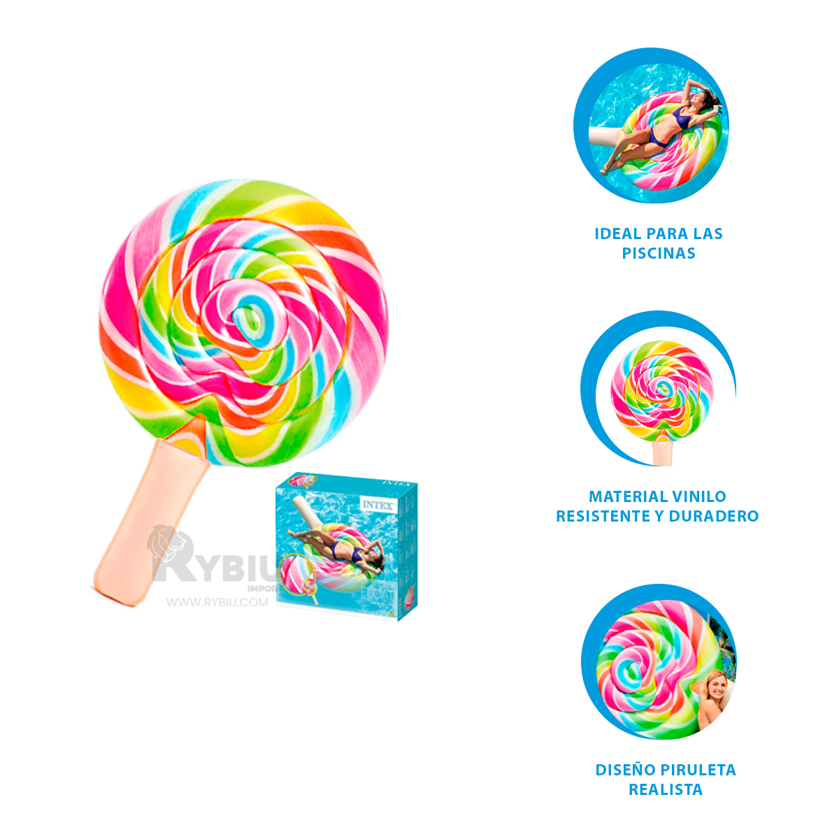 INFLABLE RYBIU 58753EU MULTICOLOR IDEAL NADAR CARAMELO + ENVOLTORIO REGALO - 4
