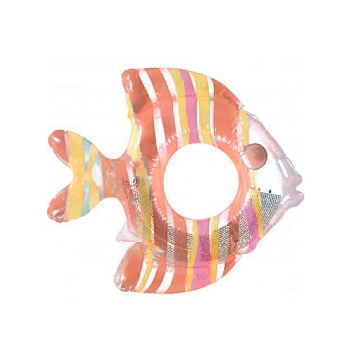 JUGUETE INFLABLE DIVERTIDO ANARANJADO PEZ RAYADO 83 X 81 CM PARA PISCINA Y+LIGAS REGALO - 3