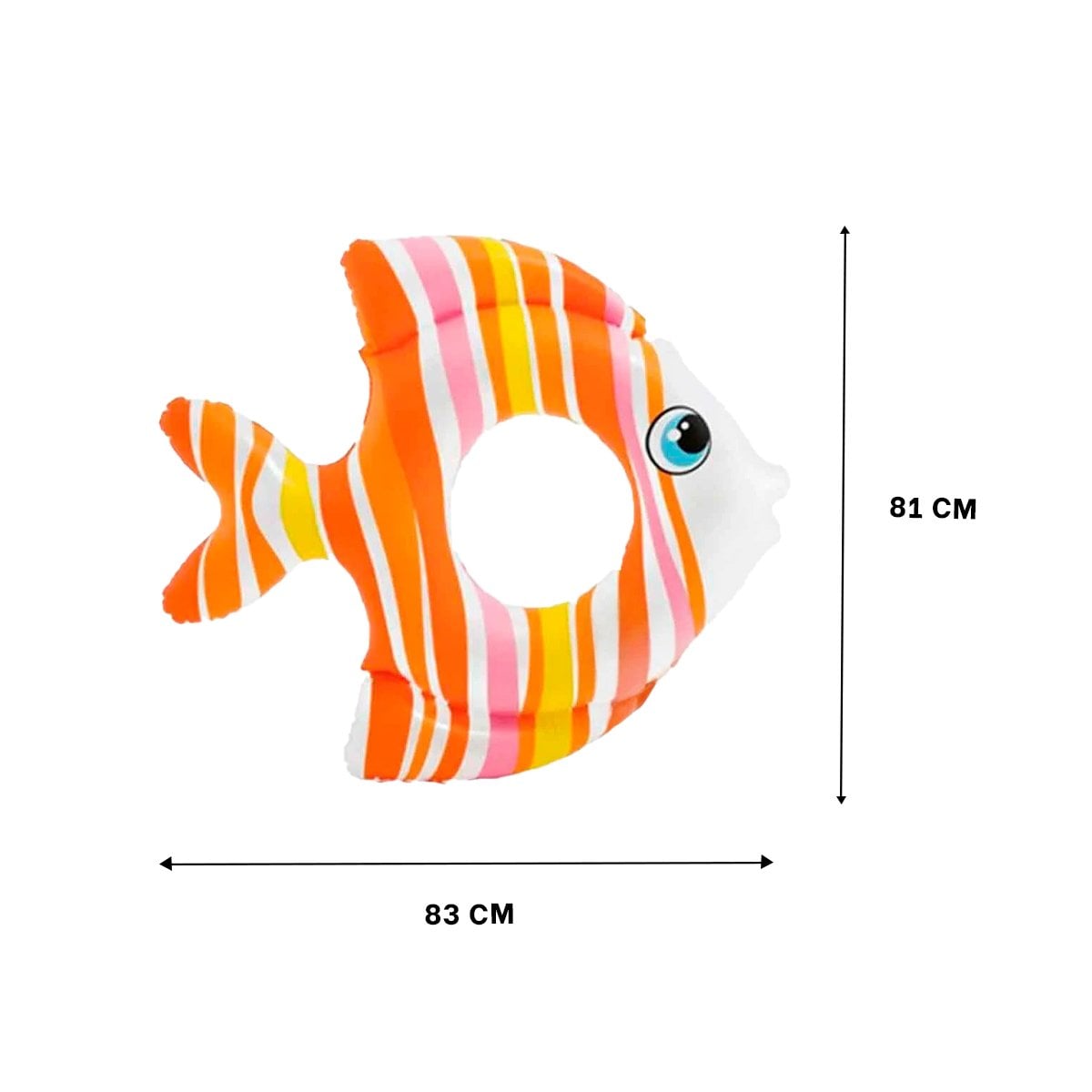JUGUETE INFLABLE DIVERTIDO ANARANJADO PEZ RAYADO 83 X 81 CM PARA PISCINA Y+LIGAS REGALO - 4