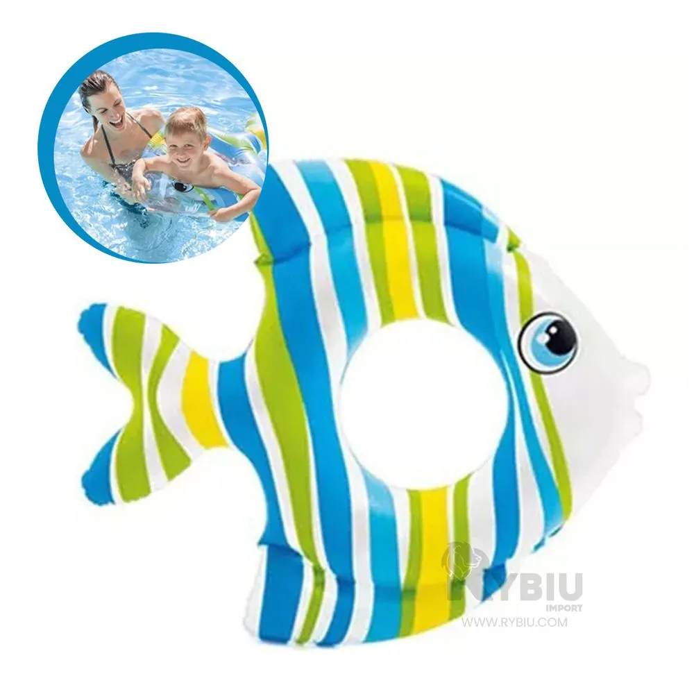 FLOTANTE DE PEZ RAYADO CELESTE Y+REGALO LIGAS PARA PEINAR - 2