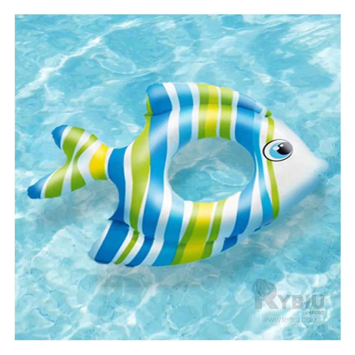 FLOTANTE DE PEZ RAYADO CELESTE Y+REGALO LIGAS PARA PEINAR - 4