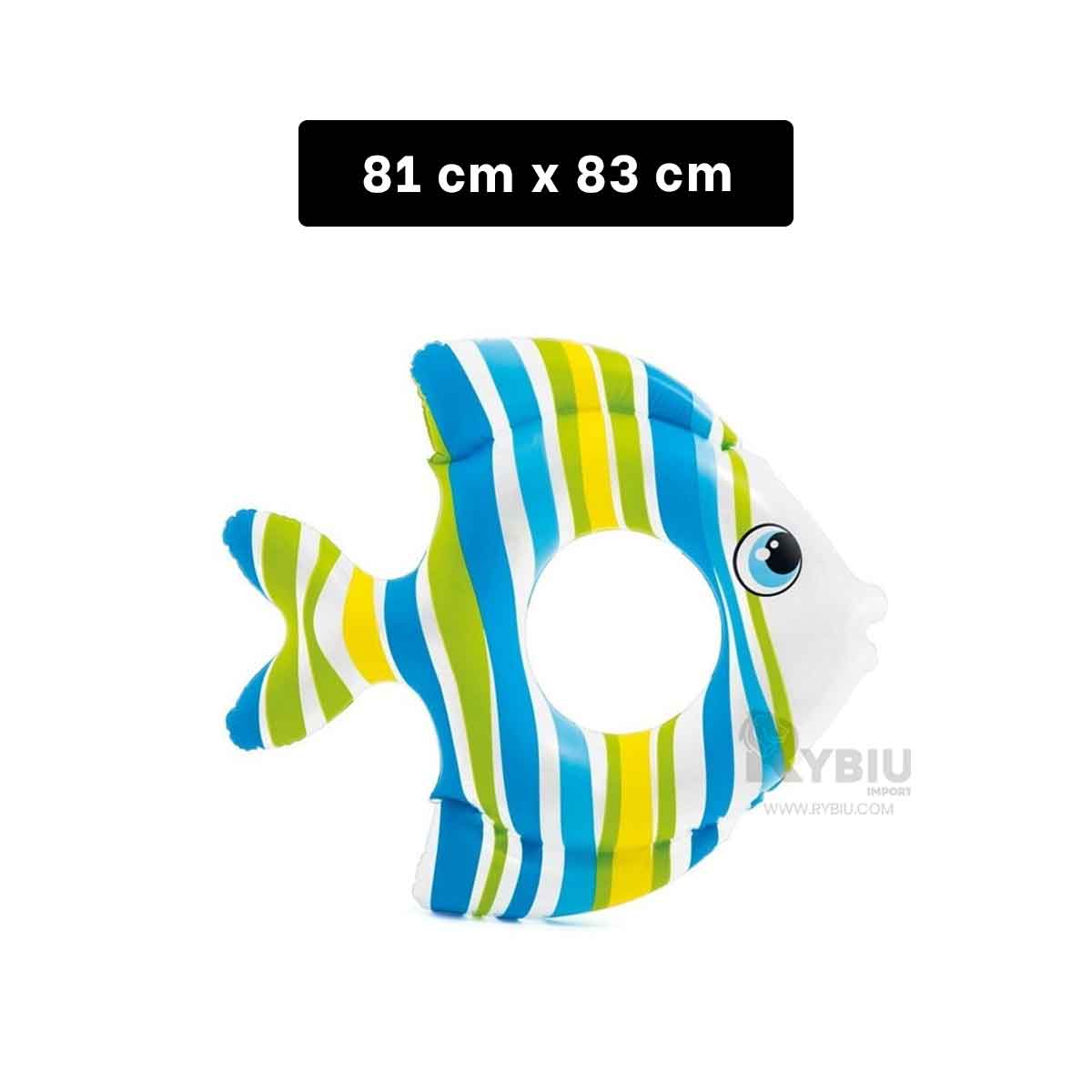FLOTANTE DE PEZ RAYADO CELESTE Y+REGALO LIGAS PARA PEINAR - 5