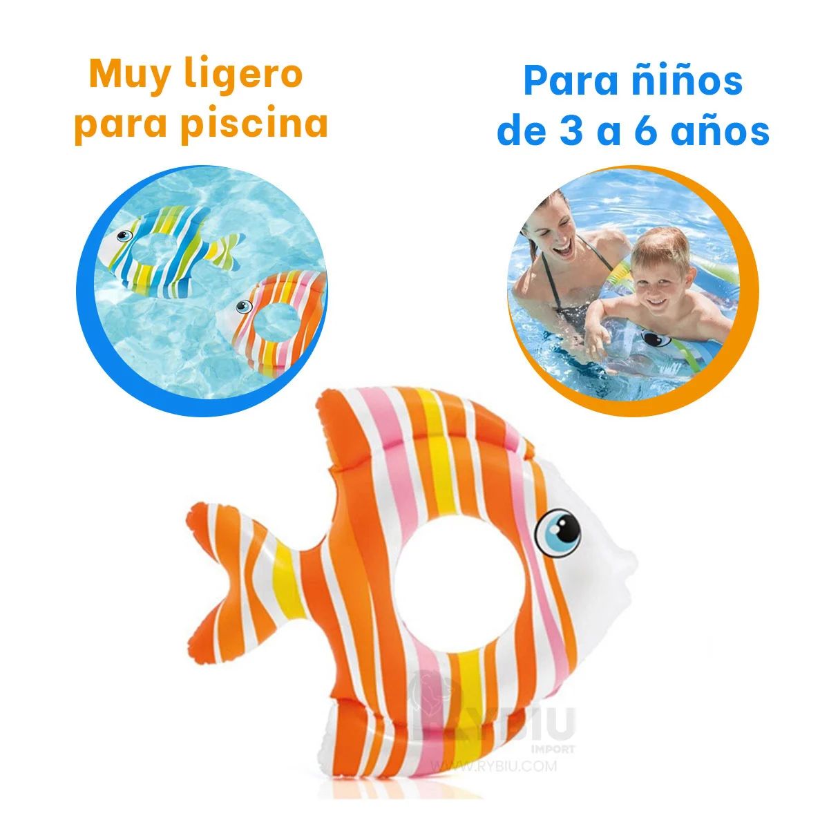 FLOTANTE UTIL PEZ RAYADO ANARANJADO Y+BANDERITAS ADHESIVAS - 4