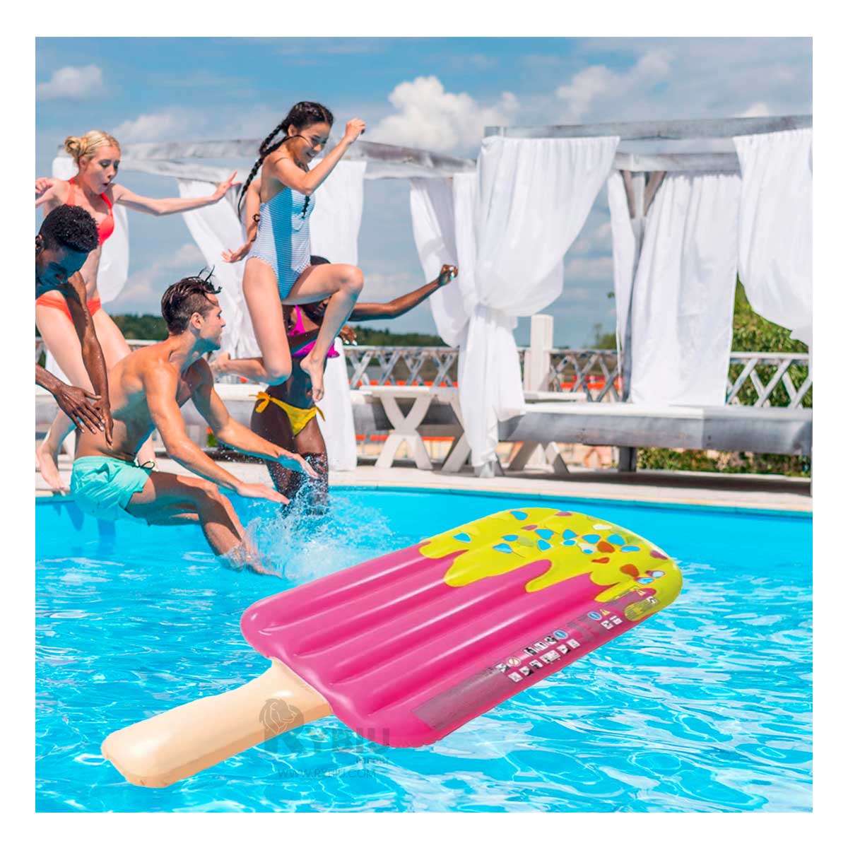 FLOTANTE EN FORMA PALETA PINK Y+REGALO LIGAS PARA PEINAR - 4