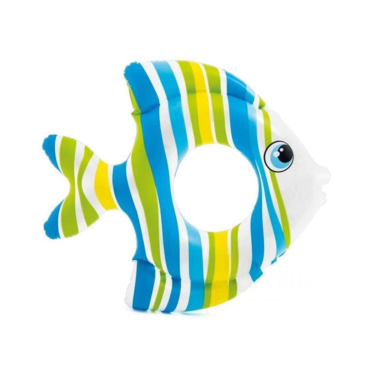 JUGUETE INFLABLE DIVERTIDO CELESTE PEZ RAYADO 83 X 81 CM PARA PISCINA Y+LIGAS REGALO - 3