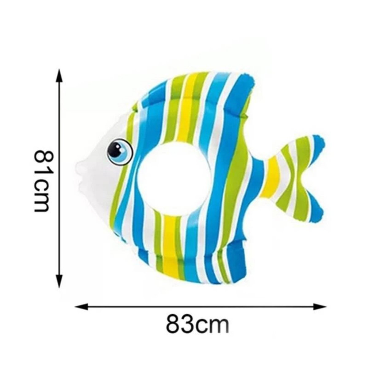 JUGUETE INFLABLE DIVERTIDO CELESTE PEZ RAYADO 83 X 81 CM PARA PISCINA Y+LIGAS REGALO - 4