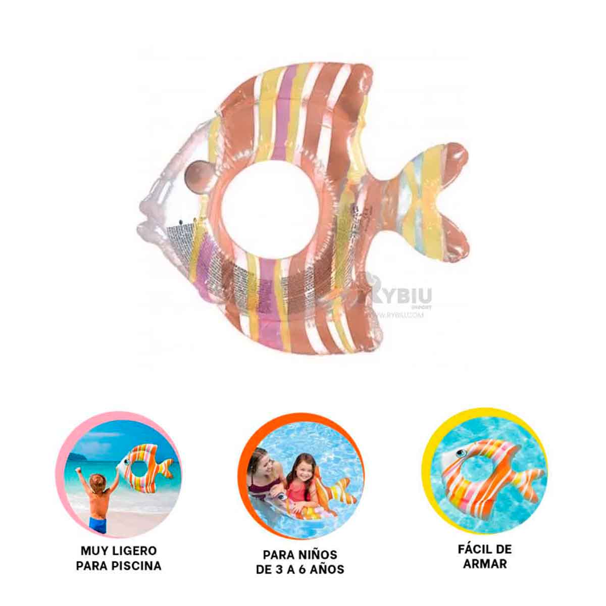 INFLABLE LIGERO DE PEZ RAYADO ANARANJADO Y+REGALO STICKERS - 1