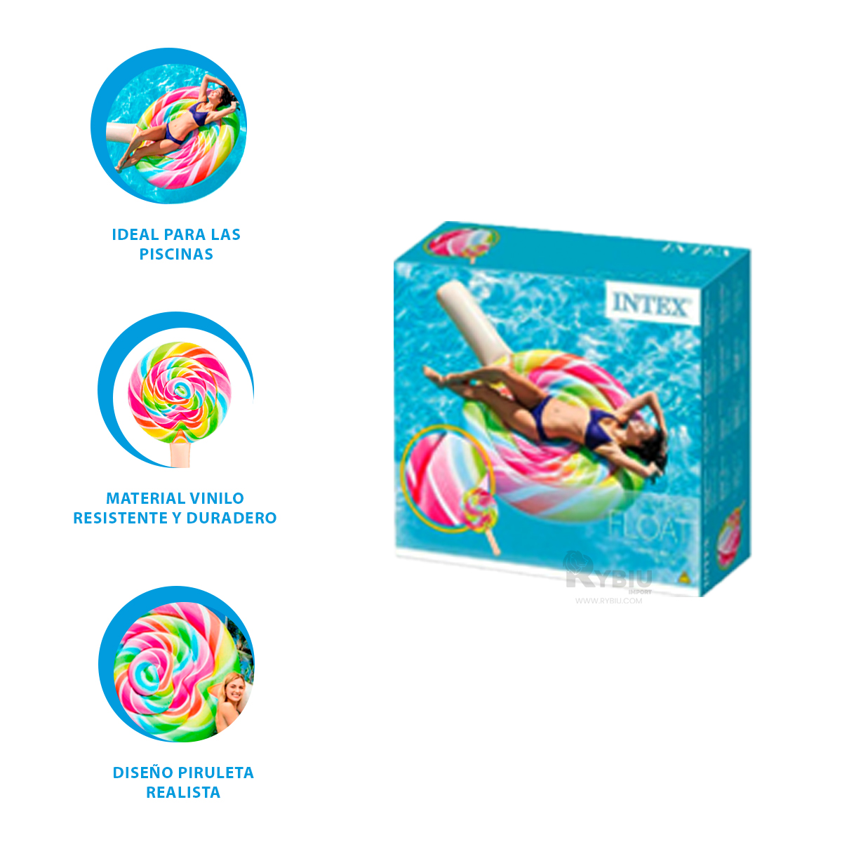INFLABLE RYBIU 58753EU MULTICOLOR FACIL INFLAR DISEÑO CARAMELO + GIFT MINIAGENDA - 3
