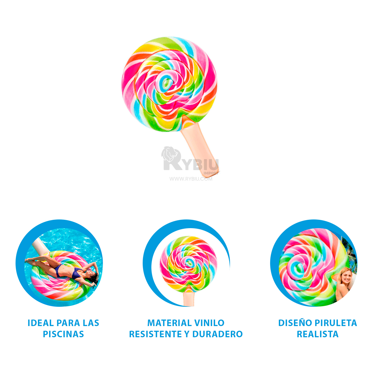INFLABLE RYBIU 58753EU MULTICOLOR FACIL INFLAR DISEÑO CARAMELO + GIFT MINIAGENDA - 4
