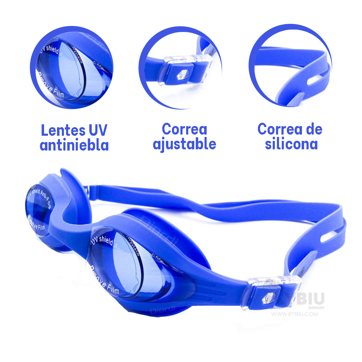 GAFAS NATACIÓN RYBIU MG-1600 AMPLIAS AZUL + REGALO AGENDITA - 2