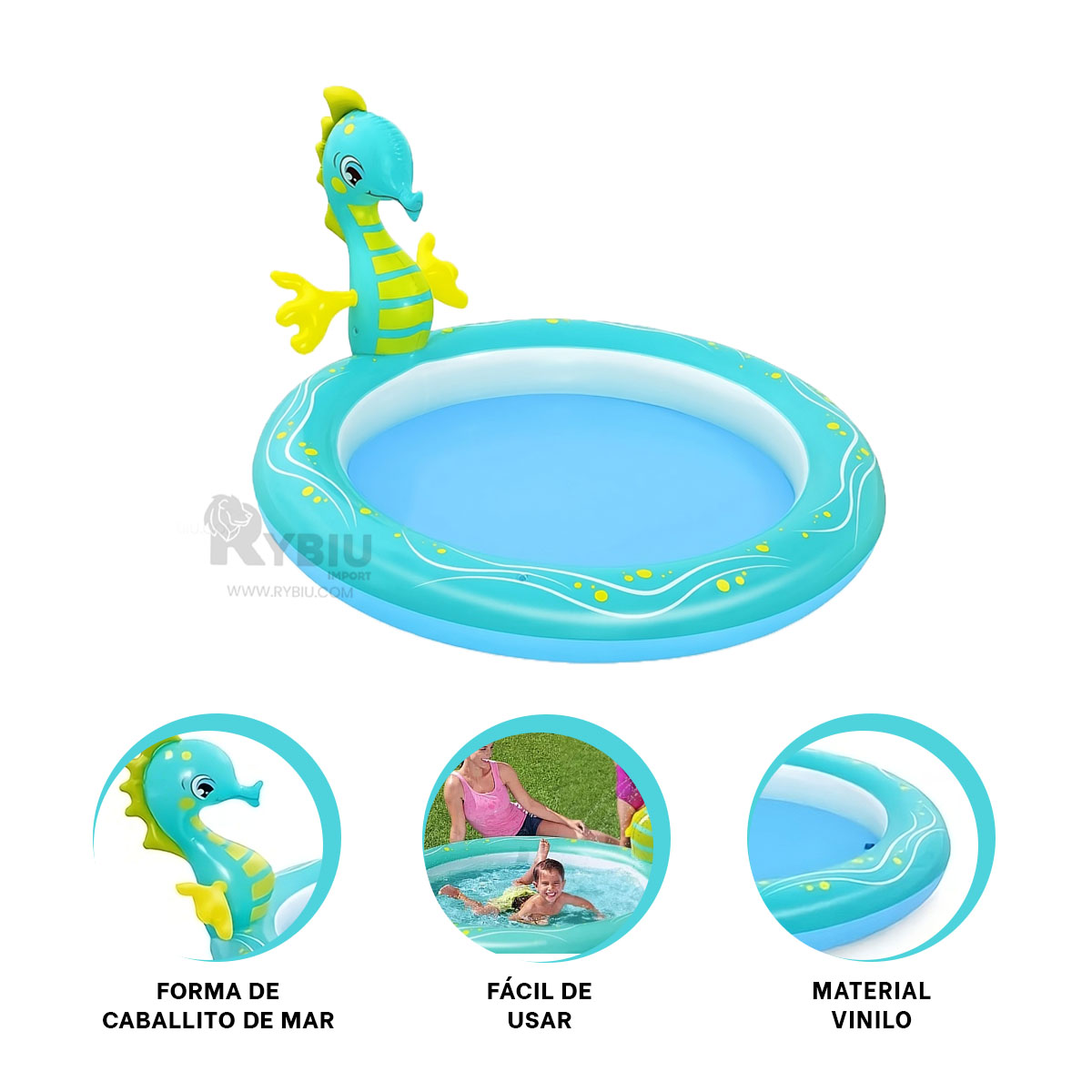 ALBERCA IDEAL PARA NIÑOS COLOR VERDE AGUA Y+REGALO STICKERS - 3