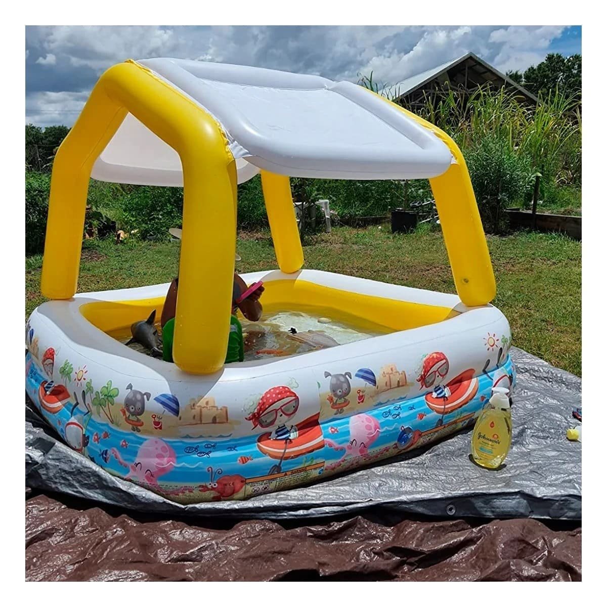 REFRESCO ACUATICO INFLABLE CON TOLDO DESMONTABLE PARA JARDIN HOGAR DIARIO Y+LIGAS REGALO - 2