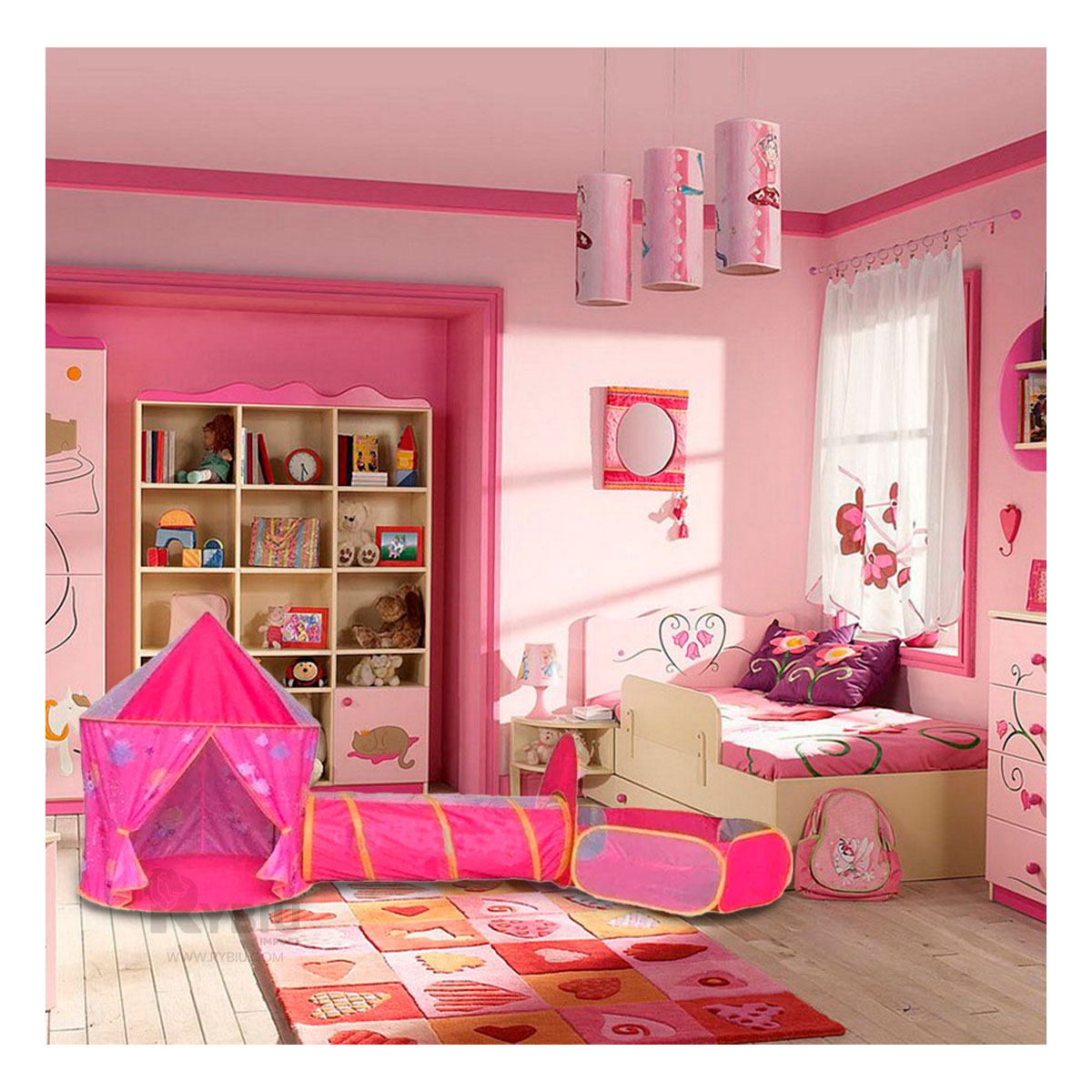CARPA CON DISEÑO DINAMICO ROSADO Y+REGALO LIGAS PARA PEINAR - 2
