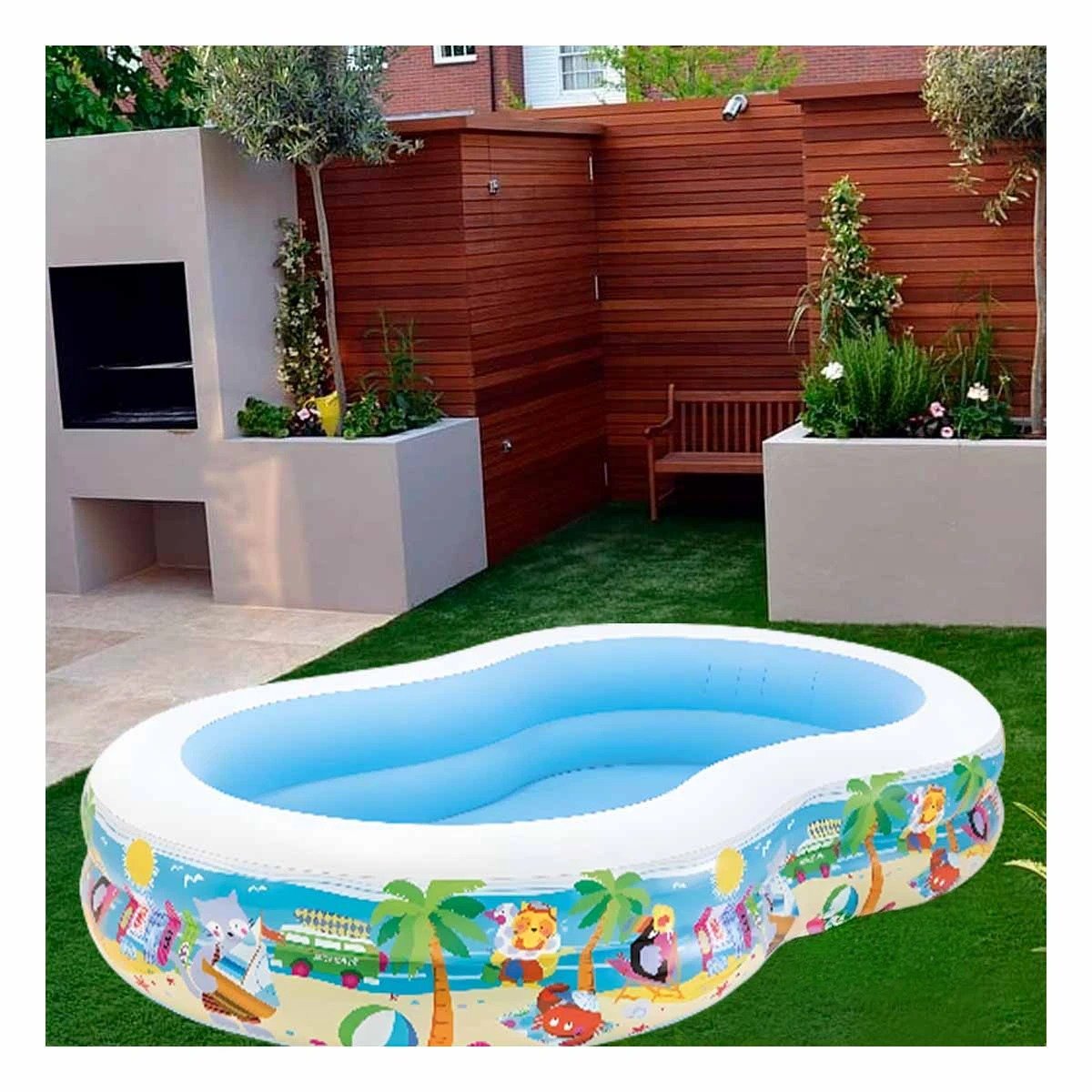 FORMATO INFLABLE FAMILIAR PARA HOGAR Y JARDIN CON DISENO AMPLIO PARA DISFRUTAR VERANO Y+POST IT - 3