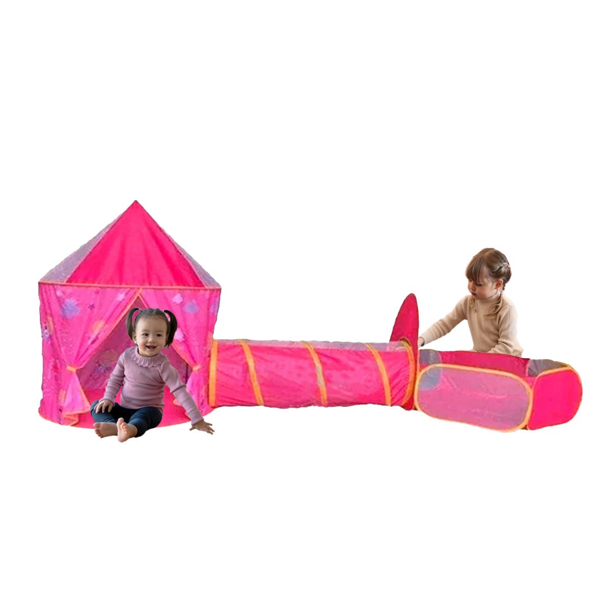 TIENDA COMPACTA 3 PIEZAS CON TELA SUAVE Y MONTAJE FACIL ROSADO Y+LIGAS REGALO - 3