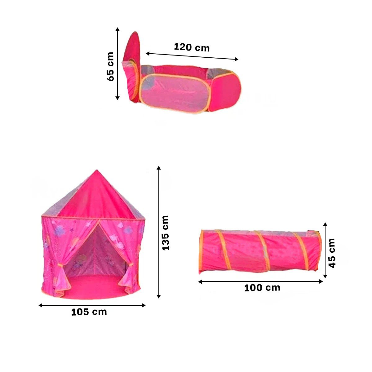 TIENDA COMPACTA 3 PIEZAS CON TELA SUAVE Y MONTAJE FACIL ROSADO Y+LIGAS REGALO - 4