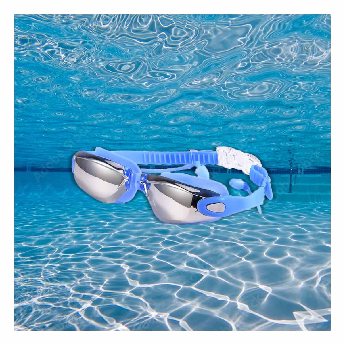 LENTES NATACIÓN RYBIU MG-HN72A Y ESTUCHE MODERNOS AZUL + LIGAS REGALO - 1