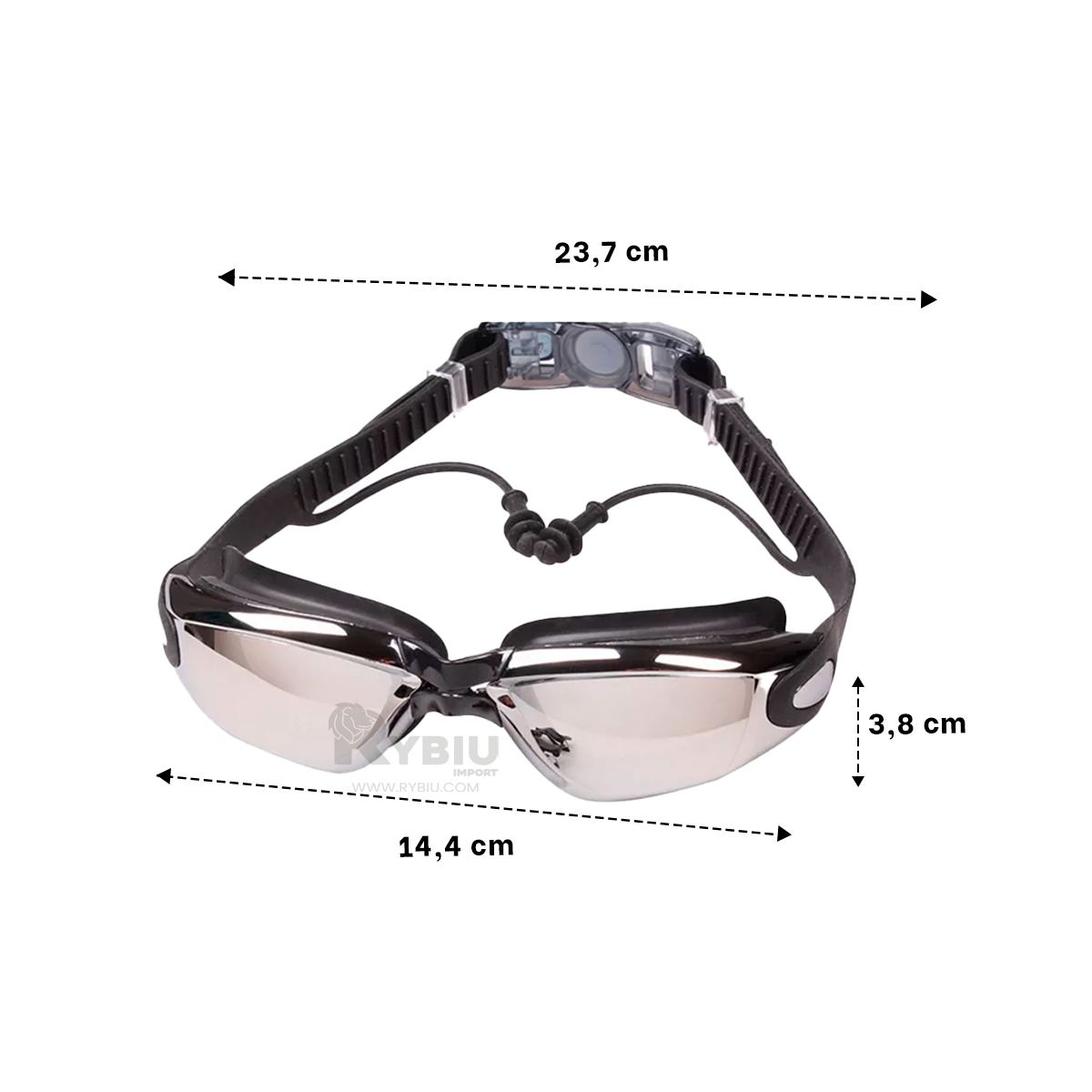 LENTES NATACIÓN RYBIU MG-HN72A LIVIANOS DEPORTISTA NEGRO + GIFT STICKERS - 1