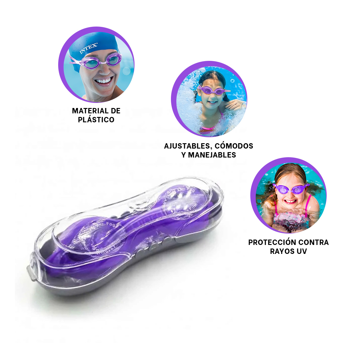 GAFAS NATACIÓN RYBIU MG-F268A ERGONOMICOS NIÑOS MORADO + REGALO AGENDITA - 2