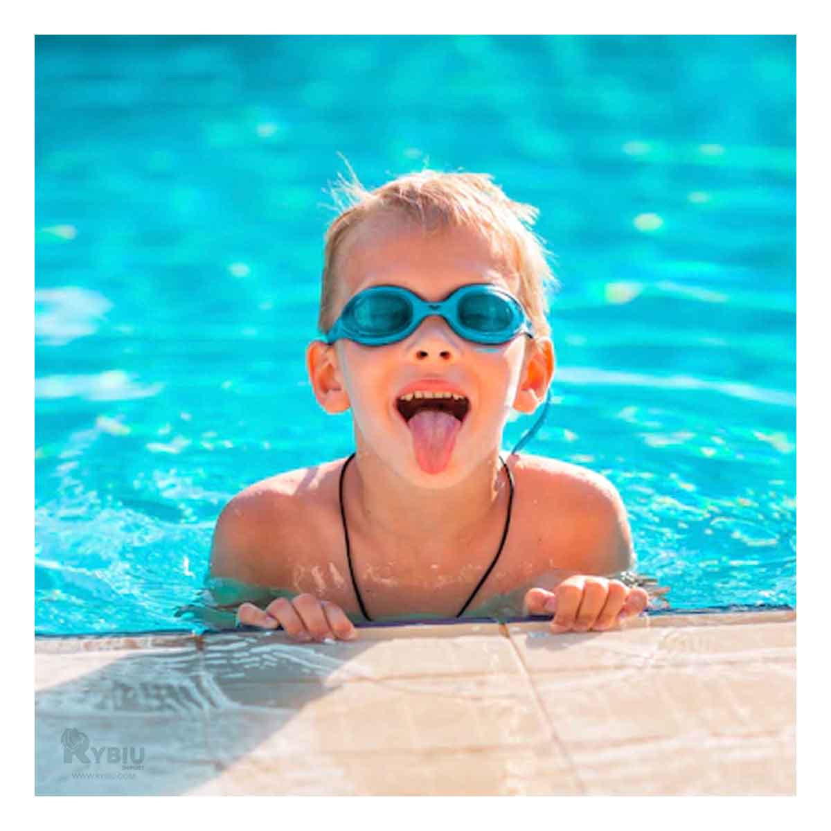 GAFAS NATACION RYBIU MG-F268A CELESTE EFICIENTES + REGALO LIGAS PEINAR - 4