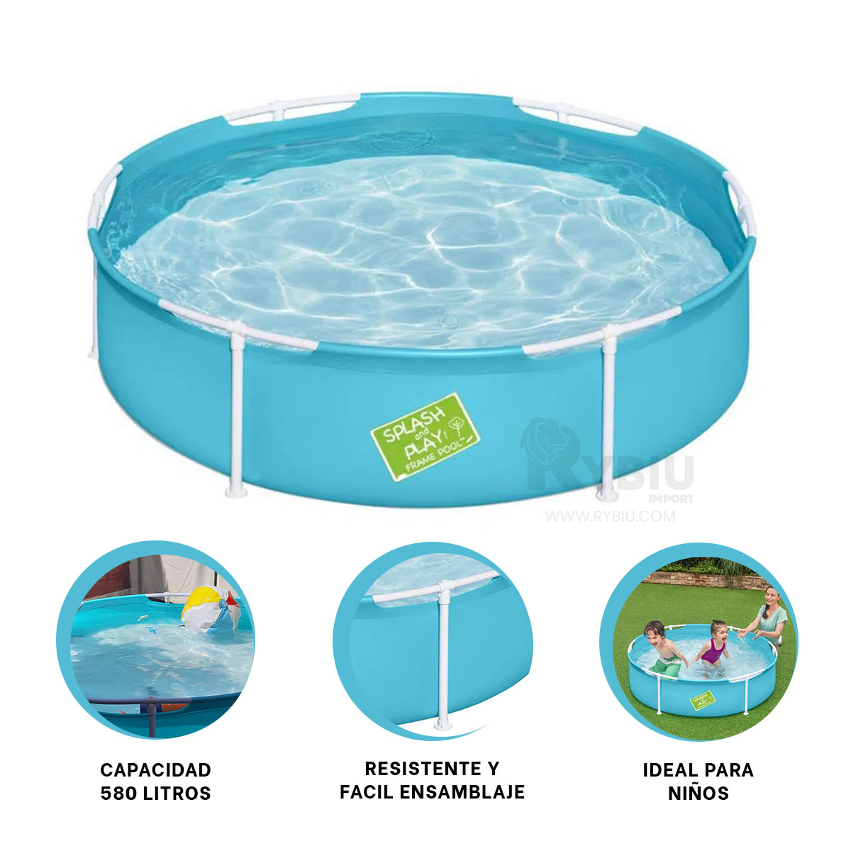 PISCINA CON FÁCIL MONTAJE Y USO CELESTE Y+PAPEL DE REGALO - 3