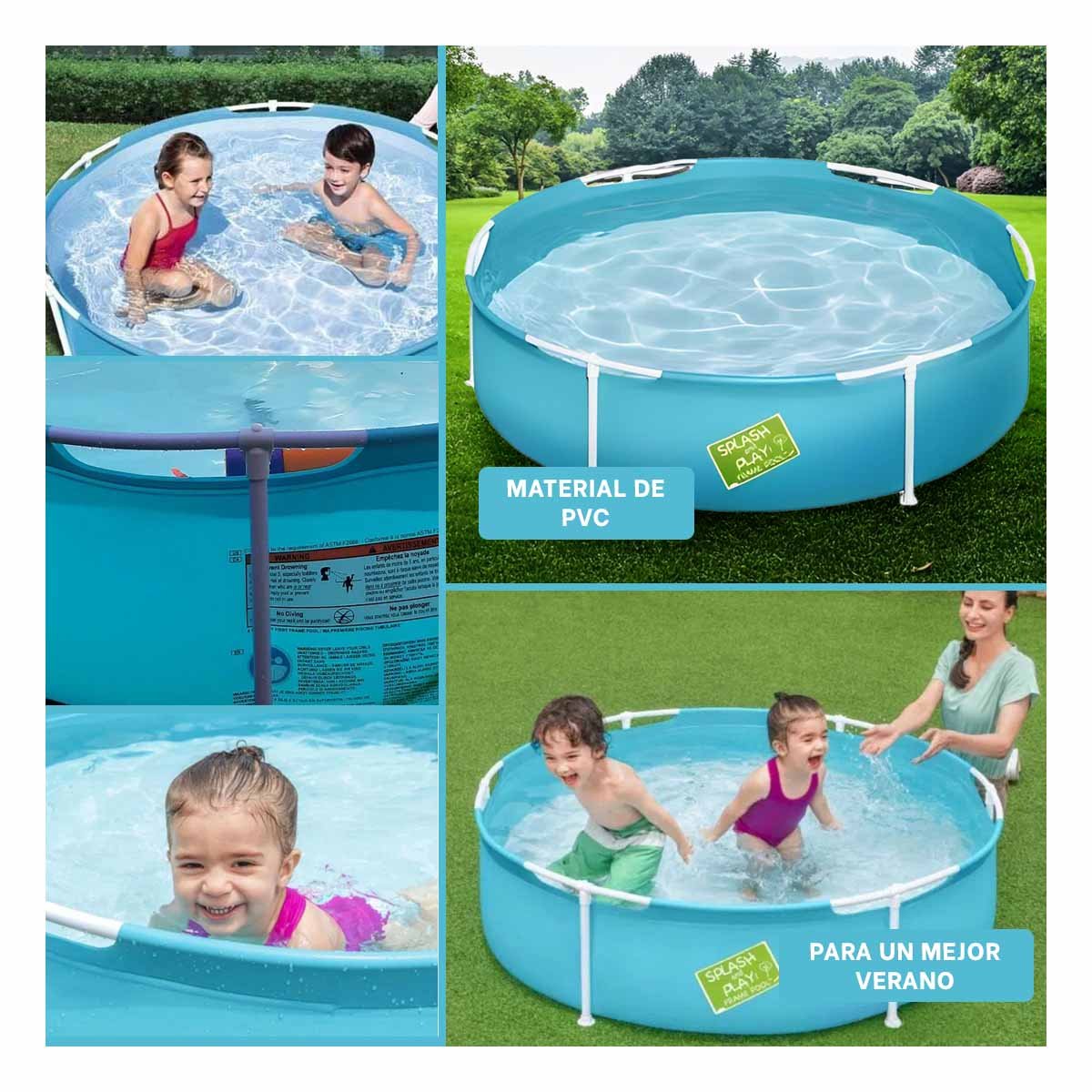 PILETA INFANTIL 152X38 CM ESTRUCTURA FIRME PARA JUEGOS DE AGUA EN CASA Y+LIGAS REGALO - 5