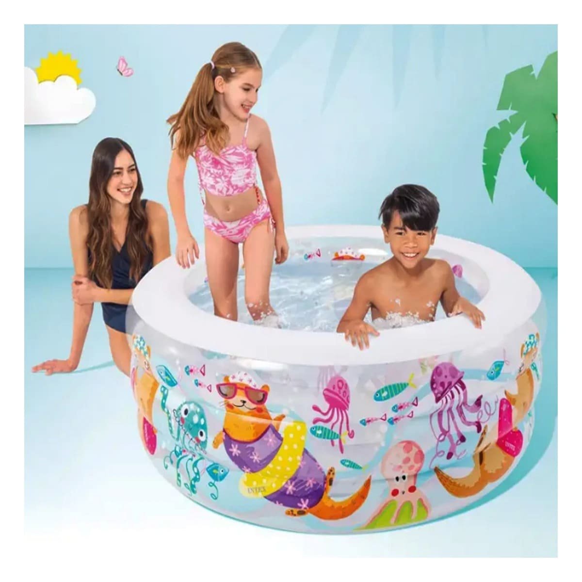 CENTRO DE JUEGOS ACUATICOS INFANTIL REDONDO 152 X 56 CM PARA EXTERIORES Y+LIGAS REGALO - 2