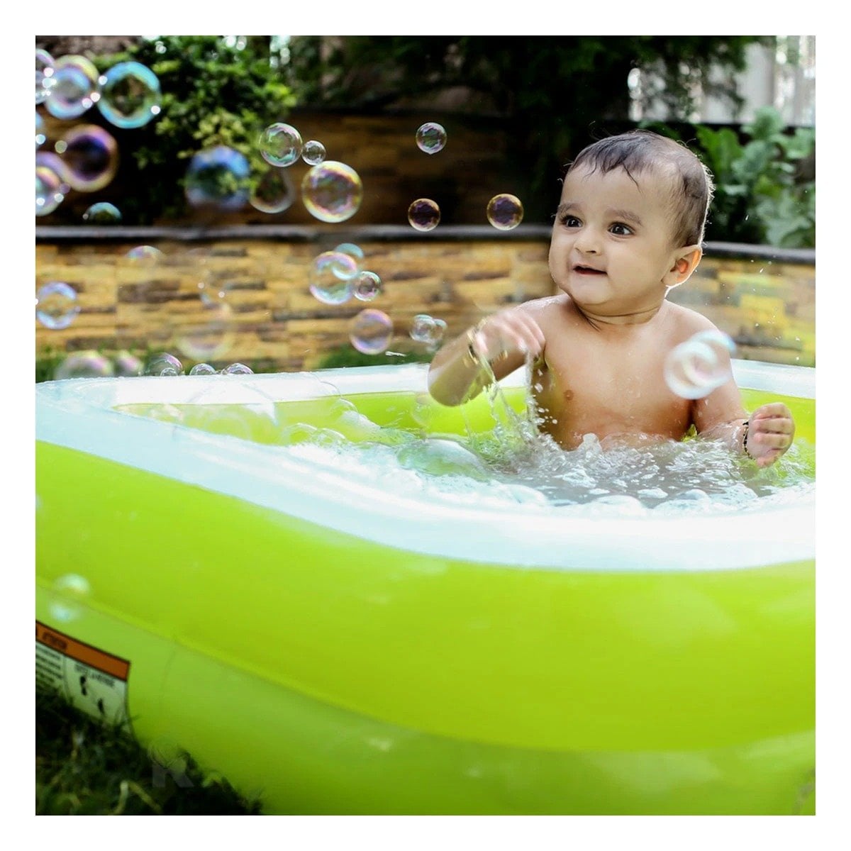 PISCINA INFANTIL ACOLCHADA 85X85X23CM VERDE PARA JUEGOS DE VERANO Y+LIGAS REGALO - 2