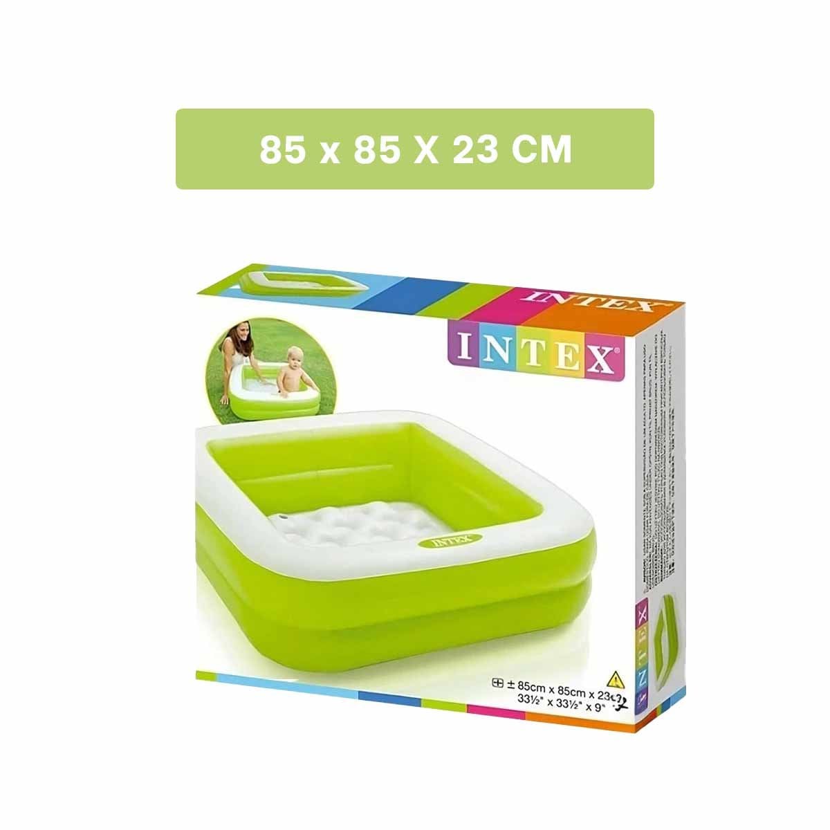 PISCINA INFANTIL ACOLCHADA 85X85X23CM VERDE PARA JUEGOS DE VERANO Y+LIGAS REGALO - 4