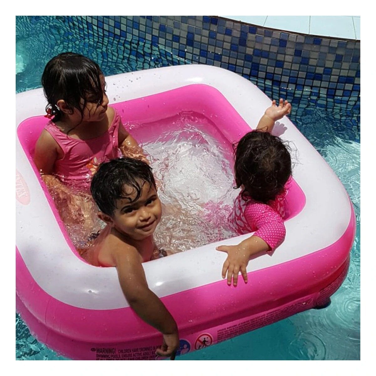 PISCINETA INFANTIL ACOLCHADA 85X85X23CM ROSADO PARA JUEGOS EN CASA Y+LIGAS REGALO - 2