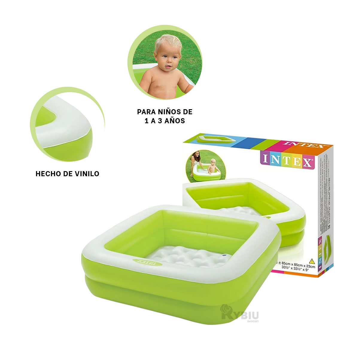 PILETA CON ESPACIO AMPLIO EN VERDE Y+BANDERITAS ADHESIVAS - 1