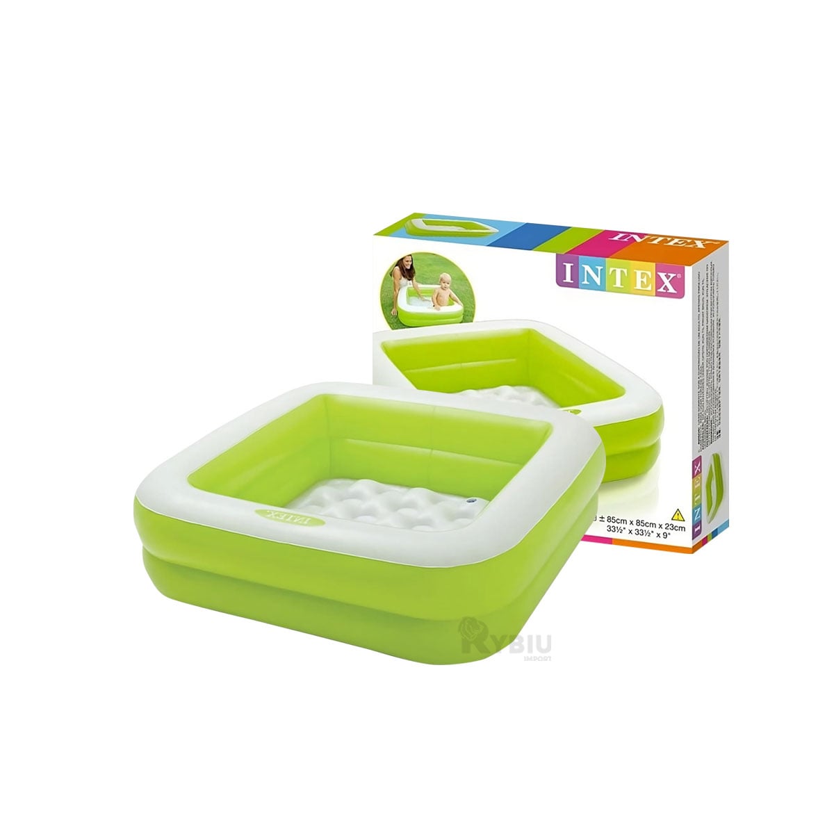 PILETA CON ESPACIO AMPLIO EN VERDE Y+BANDERITAS ADHESIVAS - 2