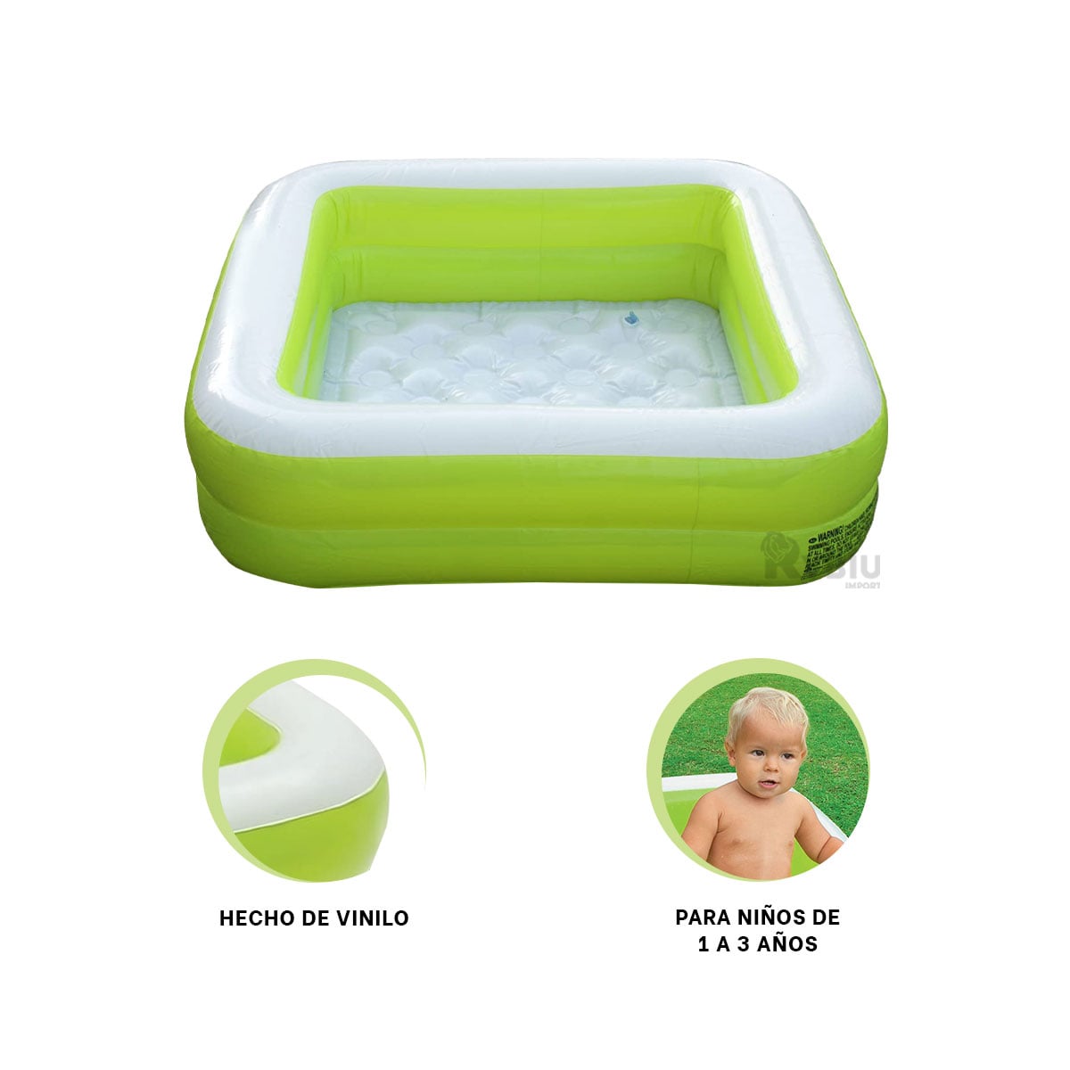 PILETA CON ESPACIO AMPLIO EN VERDE Y+BANDERITAS ADHESIVAS - 3