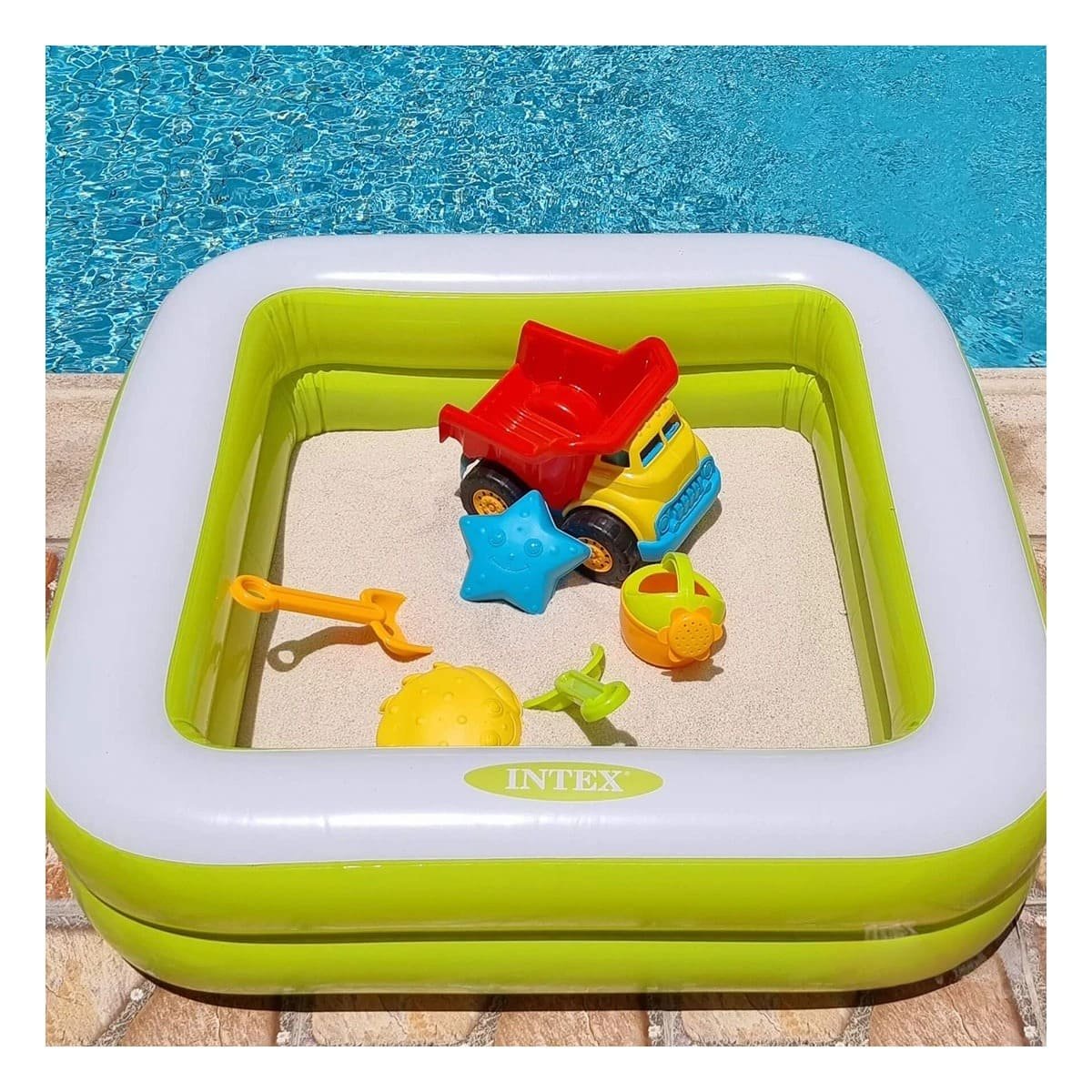 PISCINA CUADRADA ACOLCHADA 85X85X23CM VERDE PARA DIVERSION EN HOGAR - 2