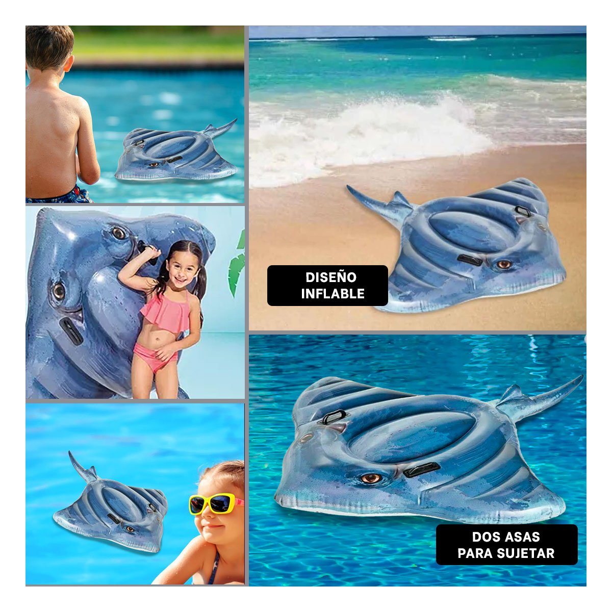 FLOTADOR ACUATICO CON FIGURA DE MANTARRAYA PARA JUEGOS EN AGUA Y+LIGAS REGALO - 5