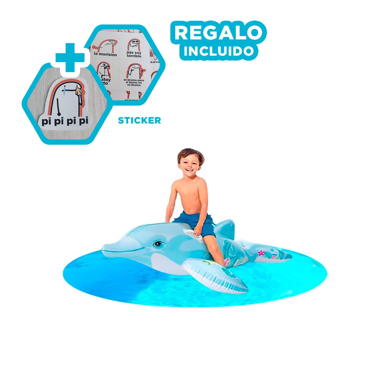 BOTE FIESTA COLORIDA PARA ADULTOS EN DELFIN Y+GIFT STICKERS - 1