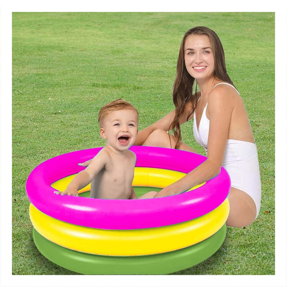 CHAPOTEADERO ARCOIRIS INFLABLE INFANTIL 86 X 25 CM PARA VERANO EN CASA Y+REGALO STICKER - 5