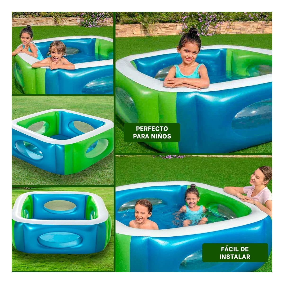 PILETA WINDOW 168X168X56 CM INFANTIL RESISTENTE PARA USO EXTERIOR Y+LIGAS REGALO - 5