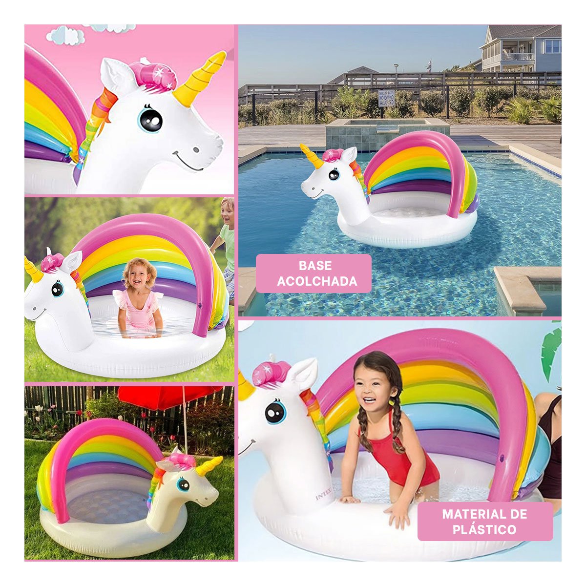ZONA DE AGUA BEBE UNICORNIO 1,27 X 1,02 X 69 CM INFLABLE PARA JUEGO EN CASA Y+POST IT - 5