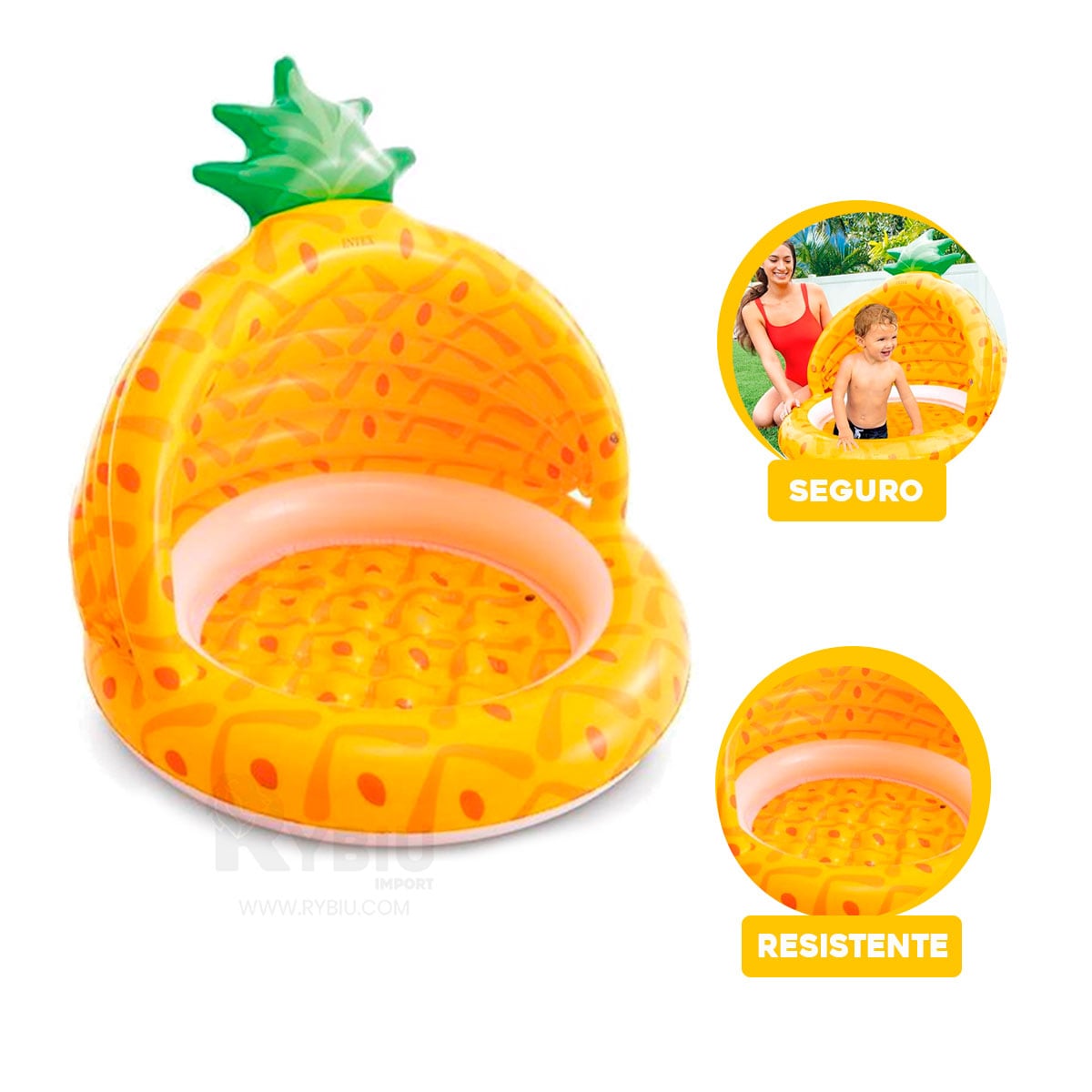 PILETA ACOLCHADA DE NIÑOS EN PIÑA Y+REGALO LIGAS PARA PEINAR - 1