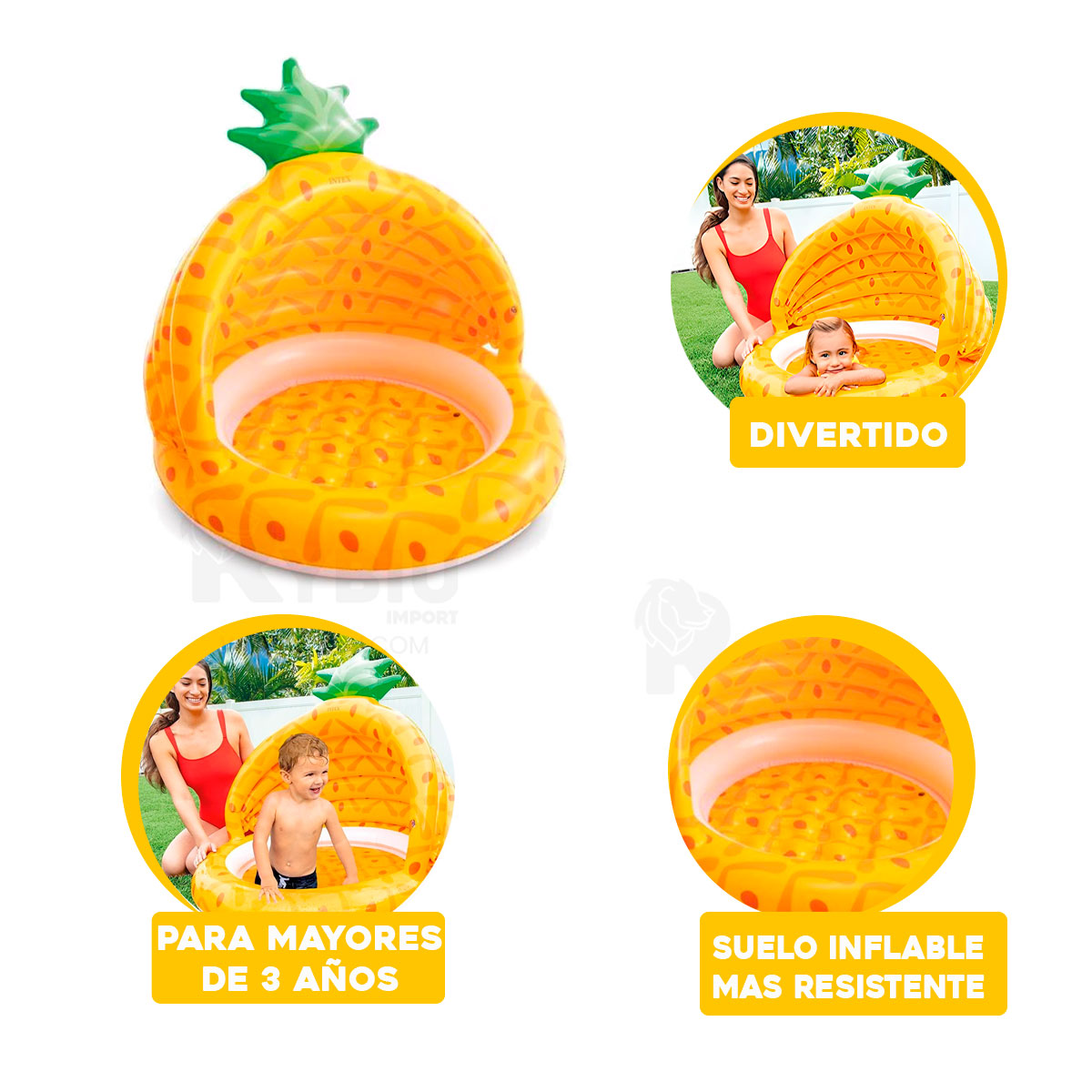PILETA CON ESPACIO AMPLIO EN PIÑA Y+BANDERITAS ADHESIVAS - 1
