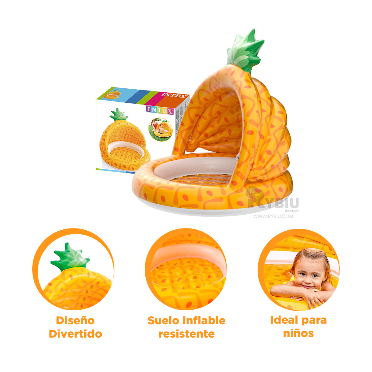 PILETA CON ESPACIO AMPLIO EN PIÑA Y+BANDERITAS ADHESIVAS - 2