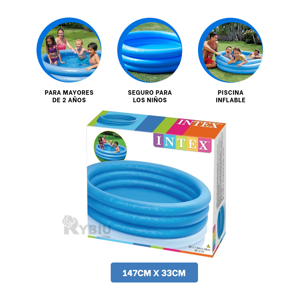 ALBERCA CON DISEÑO MODERNO Y ATRACTIVO AZUL Y+GIFT STICKERS - 4