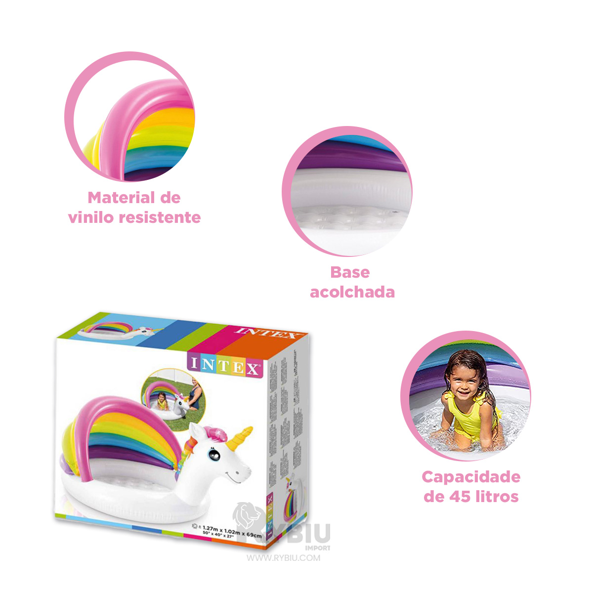 PILETA ACOLCHADA EN UNICORNIO Y+REGALO LIGAS PARA PEINAR - 3