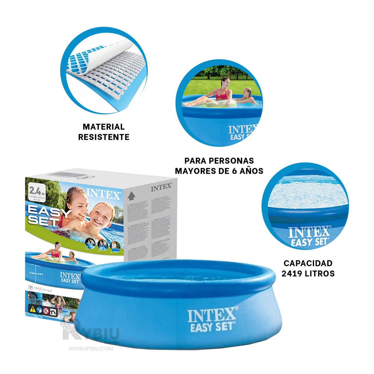 ALBERCA COMODO PARA INFANTES EN CELESTE Y+GIFT STICKERS - 4